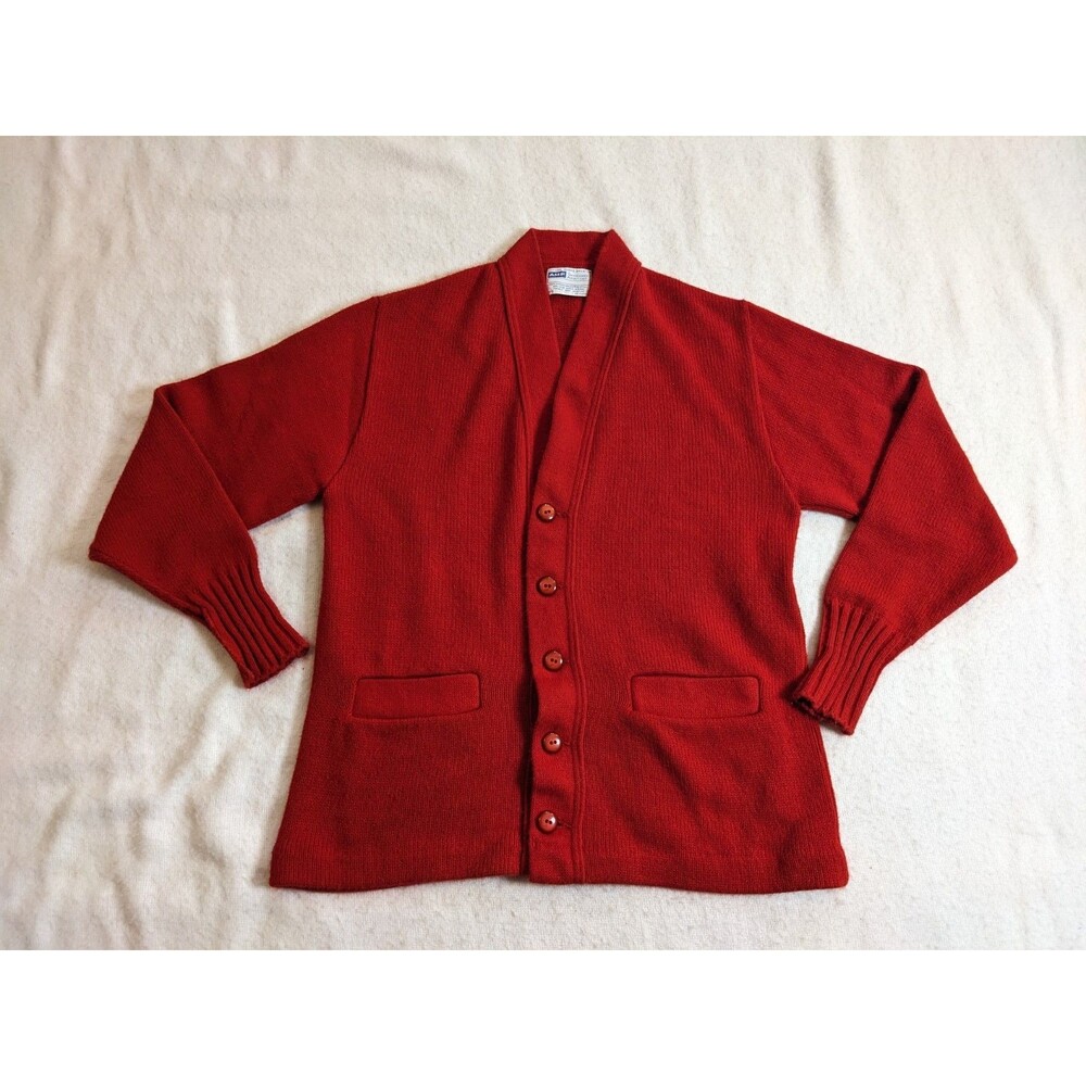 1970s Vintage Tennessee American Award Sweater Mens size 40 Red School Cardigan